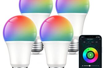 Smart Light Bulbs, E26 Dimmable Color Changing Smart Bulbs Work with Alexa Google Home, WiFi Light Bulbs, A19 8W Smart Led Bulb 75W Equivalent 800 Lumens, RGB & Warm White, No Hub Required, 4 Pack